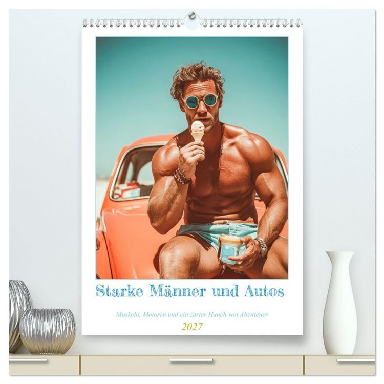 Produktbild: Starke M&auml;nner und Autos. Muskeln, Motoren und ein zarter Hauch von Abenteuer. (hochwertiger Premium Wandkalender 2027 DIN A2 hoch), Kunstdruck in Hochglanz