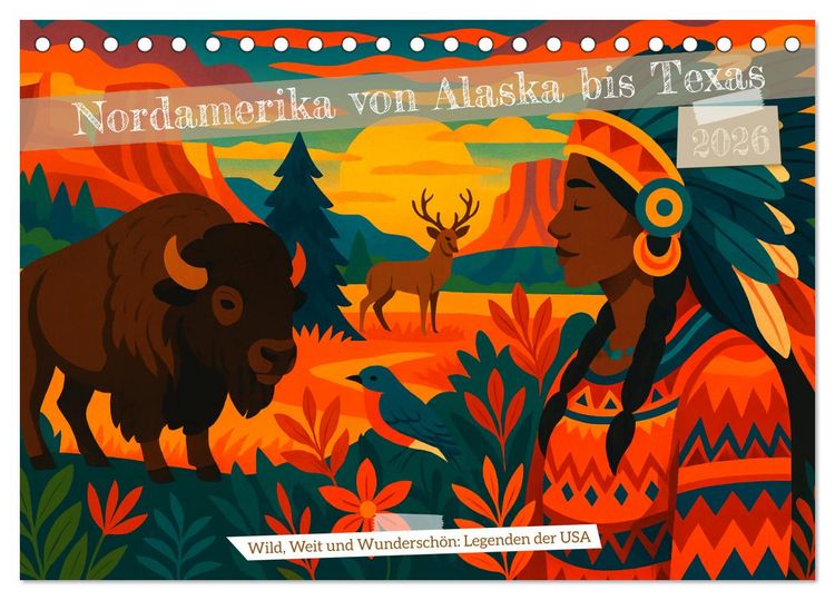 Produktbild: Nordamerika von Alaska bis Texas - Wild, Weit und Wundersch&ouml;n (Tischkalender 2026 DIN A5 quer), CALVENDO Monatskalender