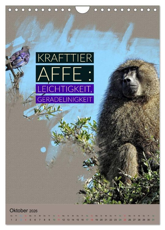 Produktbild: Afrikanische Krafttiere und deren Bedeutung (Wandkalender 2026 DIN A4 hoch), CALVENDO Monatskalender