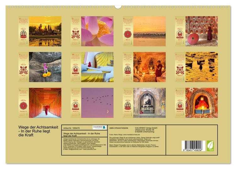 Produktbild: Wege der Achtsamkeit - In der Ruhe liegt die Kraft (hochwertiger Premium Wandkalender 2026 DIN A2 quer), Kunstdruck in Hochglanz