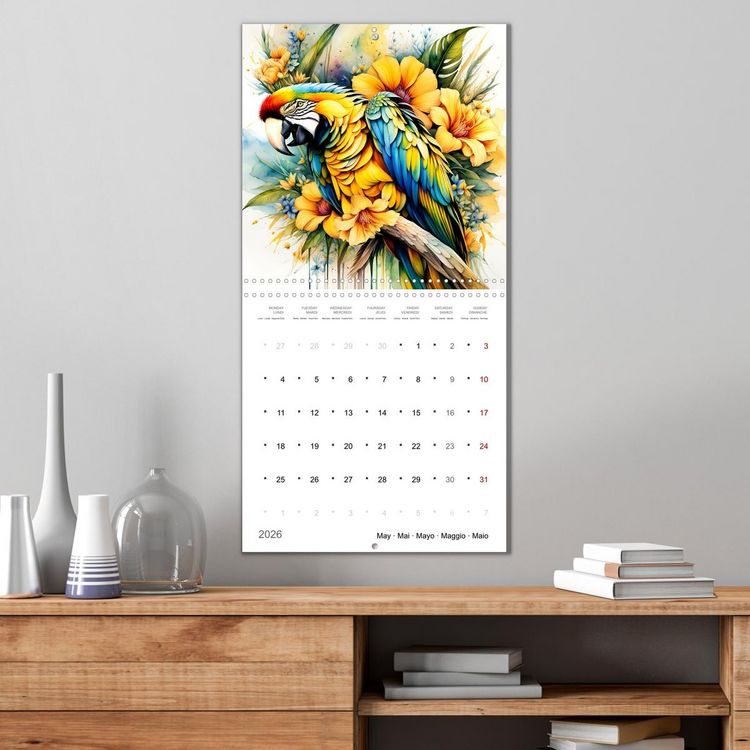 Produktbild: Des perroquets color&eacute;s (Calendrier mural carr&eacute; 2026 30x30 cm) Calendrier double avec une page pour vos prises de notes