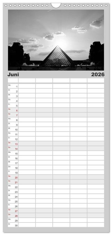 Produktbild: Familienplaner 2026 - BLACK 'N WHITE mit 5 Spalten (Wandkalender, 21 x 45 cm) CALVENDO