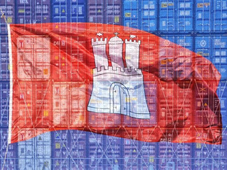 Produktbild: CALVENDO Puzzle Flagge der Hansestadt Hamburg | 1000 Teile Lege-Gr&ouml;&szlig;e 64x48cm Foto-Puzzle f&uuml;r gl&uuml;ckliche Stunden
