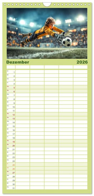 Produktbild: Familienplaner 2026 - Fussball - Kids in Action mit 5 Spalten (Wandkalender, 21 x 45 cm) CALVENDO