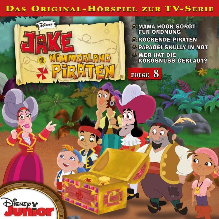 Produktbild: 08: Mama Hook sorgt f&uuml;r Ordnung / Rockende Piraten / Papagei Skully in Not / Wer hat die Kokosnuss geklaut? (H&ouml;rspiel zur Disney TV-Serie)
