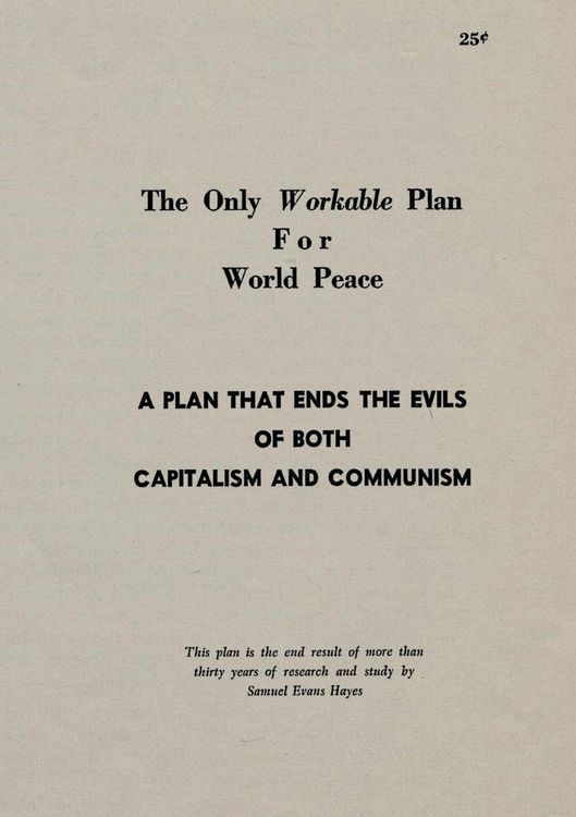 Produktbild: The Only Workable Plan for World Peace