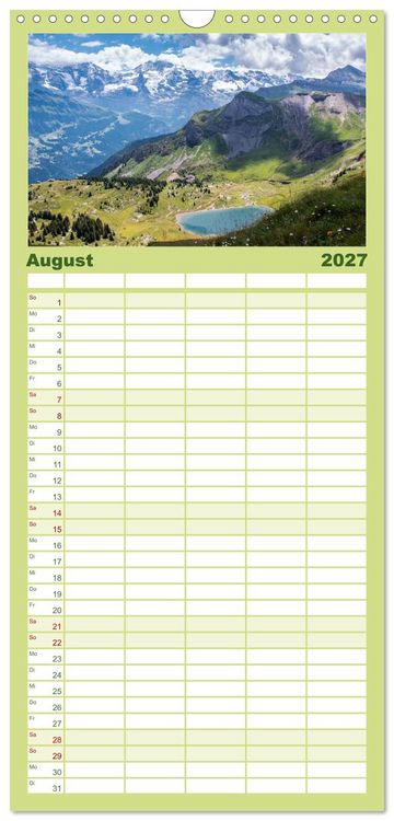 Produktbild: Familienplaner 2027 - Berner Oberland - Bergwelten mit 5 Spalten (Wandkalender, 21 x 45 cm) CALVENDO