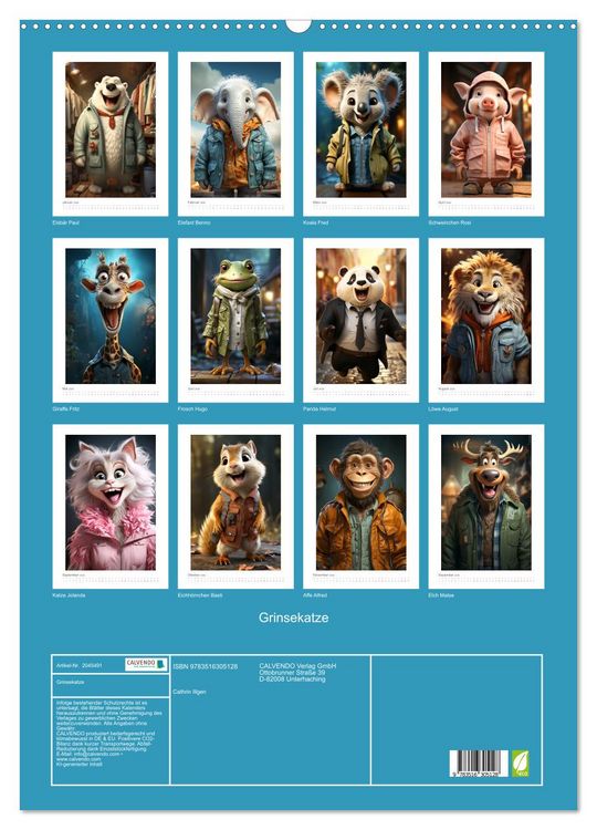 Produktbild: Grinsekatze (Wandkalender 2026 DIN A2 hoch), CALVENDO Monatskalender