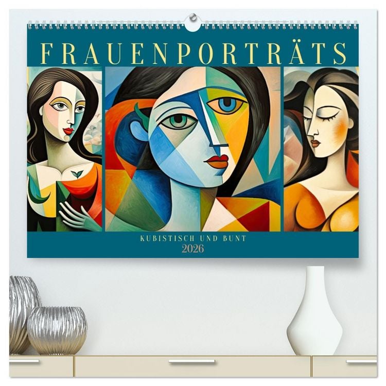 Produktbild: Frauenportr&auml;ts, kubistisch und bunt (hochwertiger Premium Wandkalender 2026 DIN A2 quer), Kunstdruck in Hochglanz