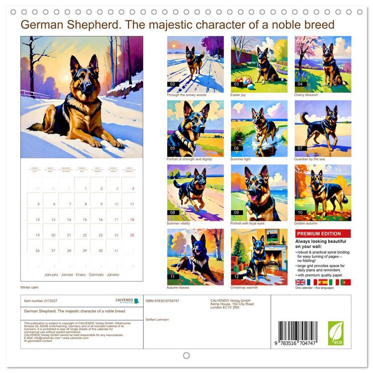 Produktbild: German Shepherd. The majestic character of a noble breed (Wall Calendar 2026 12 &times; 12 Inch) CALVENDO 12 Month Wall Calendar