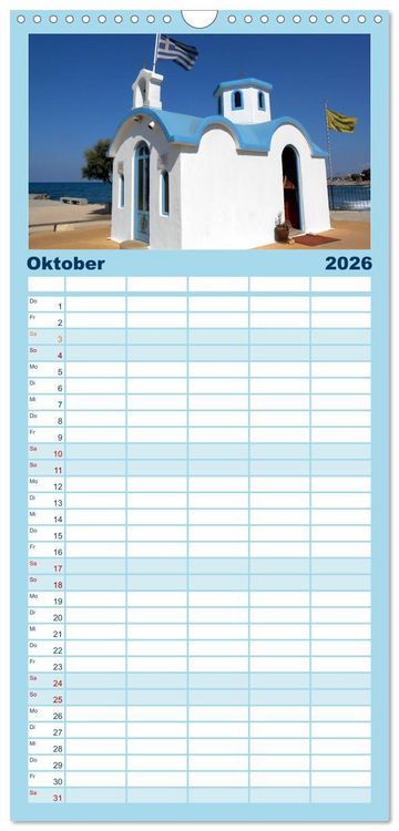 Produktbild: Familienplaner 2026 - Kreta - Griechischer Inseltraum mit 5 Spalten (Wandkalender, 21 x 45 cm) CALVENDO