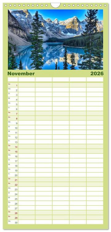 Produktbild: Familienplaner 2026 - Moraine Lake, Alberta/ Kanada mit 5 Spalten (Wandkalender, 21 x 45 cm) CALVENDO
