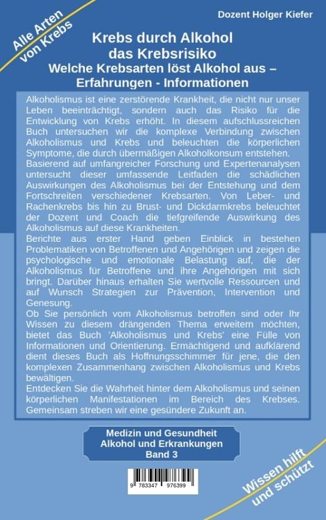 Produktbild: Krebs durch Alkohol das Krebsrisiko