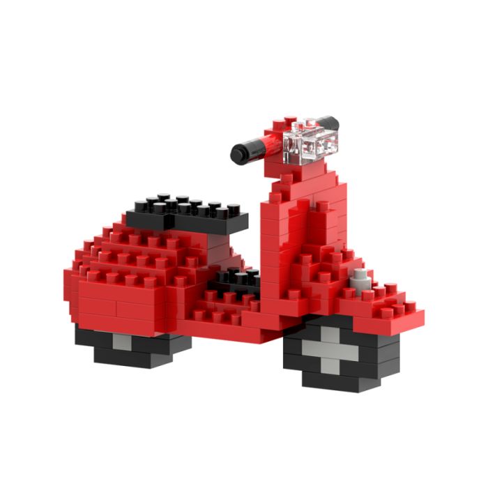 Produktbild: BRIXIES 220055 - Postkarte Motorroller, 3D Konstruktionsbausatz aus Ministeinen, 101 Teile