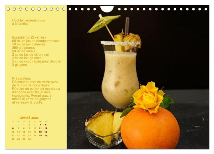 Produktbild: Cocktails de vodka Fascination (Calendrier mural 2026 DIN A4 vertical), CALVENDO calendrier mensuel