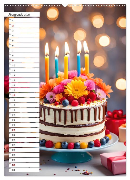 Produktbild: Festliche Momente - Ein Jahr mit KI Geburtstagen (hochwertiger Premium Wandkalender 2026 DIN A2 hoch), Kunstdruck in Hochglanz