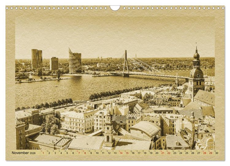 Produktbild: Riga &ndash; Ein Kalender im Zeitungsstil (Wandkalender 2026 DIN A3 quer), CALVENDO Monatskalender