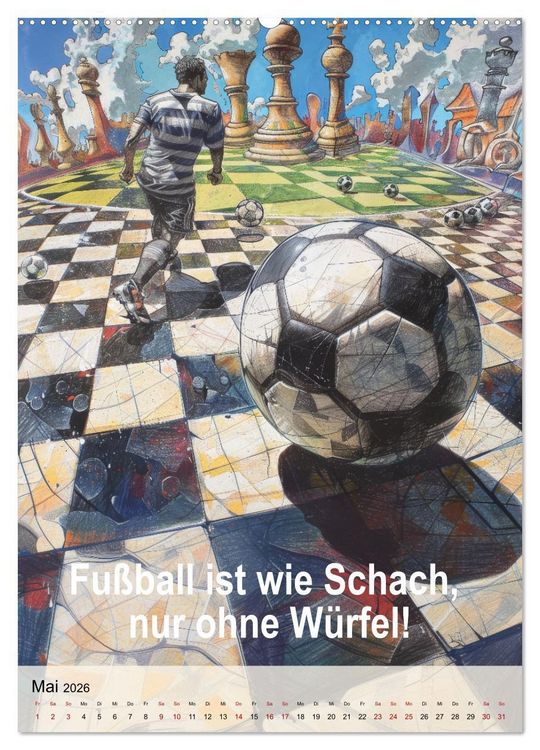 Produktbild: Fu&szlig;ballspr&uuml;che (hochwertiger Premium Wandkalender 2026 DIN A2 hoch), Kunstdruck in Hochglanz