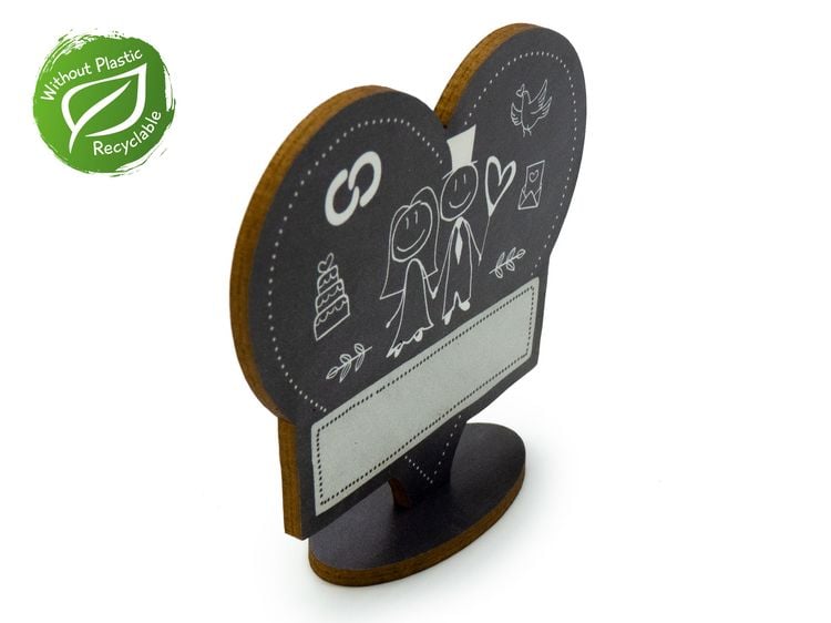 Produktbild: familiawedding 10 Tischkarten zur Hochzeit black doodle Herz-Design