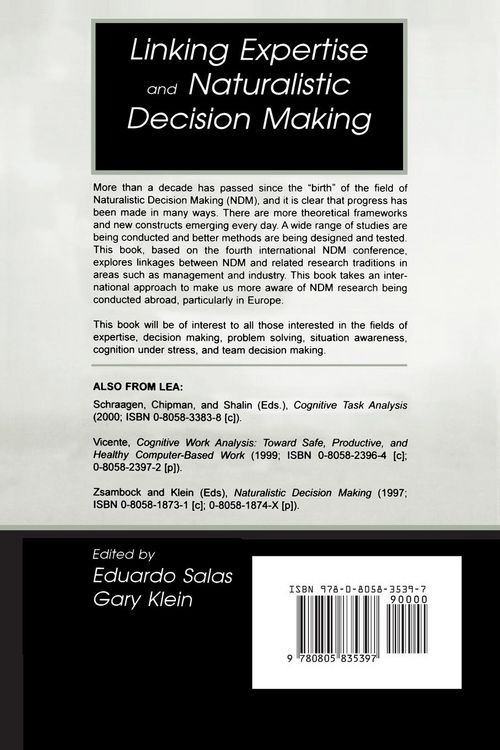 Produktbild: Linking Expertise and Naturalistic Decision Making