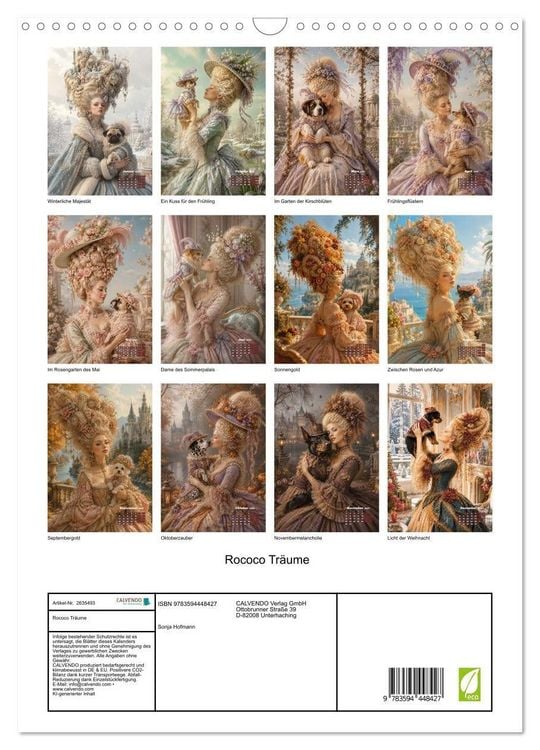 Produktbild: Rococo Tr&auml;ume (Wandkalender 2027 DIN A3 hoch), CALVENDO Monatskalender