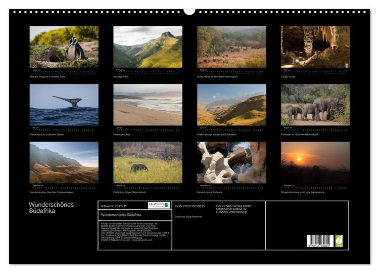 Produktbild: Wundersch&ouml;nes S&uuml;dafrika (Wandkalender 2026 DIN A2 quer), CALVENDO Monatskalender