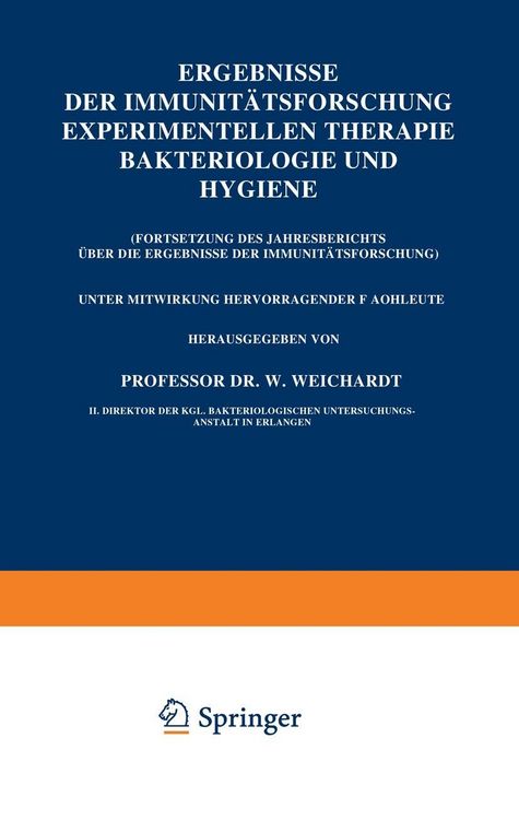 Produktbild: Ergebnisse der Immunit&auml;tsforschung Experimentellen Therapie Bakteriologie und Hygiene