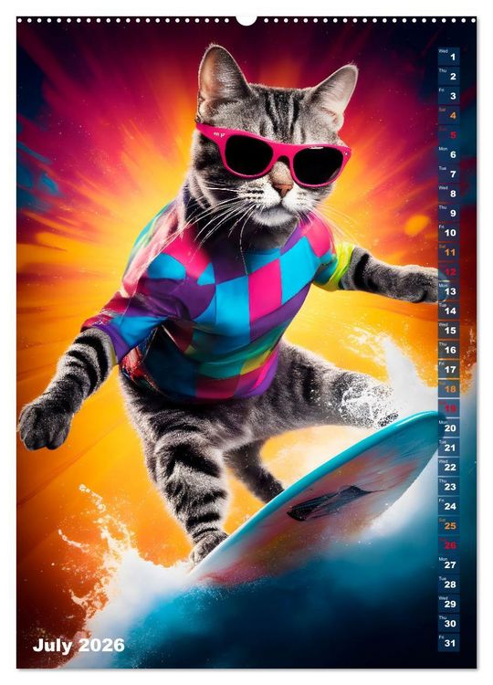 Produktbild: Outdoor sports for cats (High Quality Premium Wall Calendar 2026 DIN A2 portrait),CALVENDO 12 Month Wall Calendar