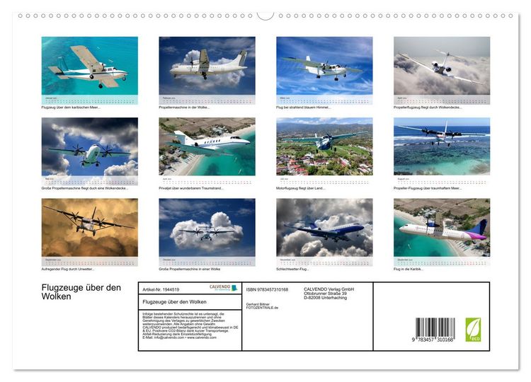 Produktbild: Flugzeuge &uuml;ber den Wolken (hochwertiger Premium Wandkalender 2026 DIN A2 quer), Kunstdruck in Hochglanz