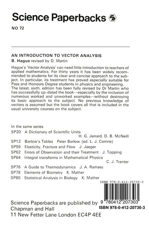Produktbild: An Introduction to Vector Analysis