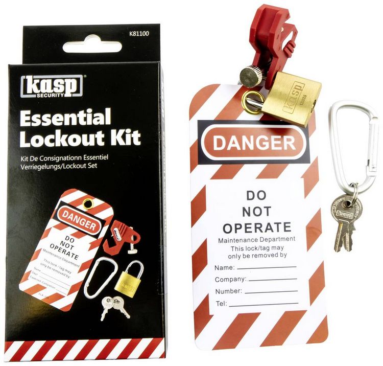 Produktbild: Kasp K81100 Verriegelungs-/Lockout-Set 145mm Messing, Silber Schl&uuml;sselschloss