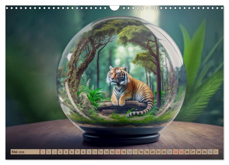 Produktbild: Miniaturwelt in der Glaskugel (Wandkalender 2026 DIN A3 quer), CALVENDO Monatskalender