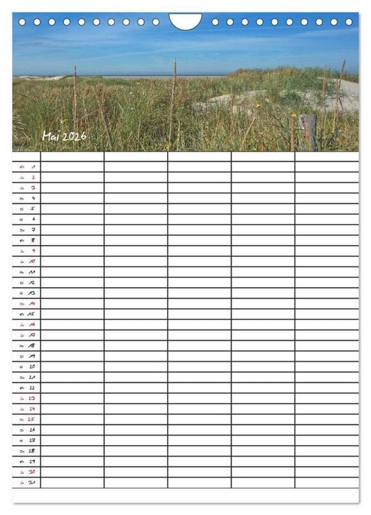 Produktbild: St. Peter Ording Familienplaner (Wandkalender 2026 DIN A4 hoch), CALVENDO Monatskalender