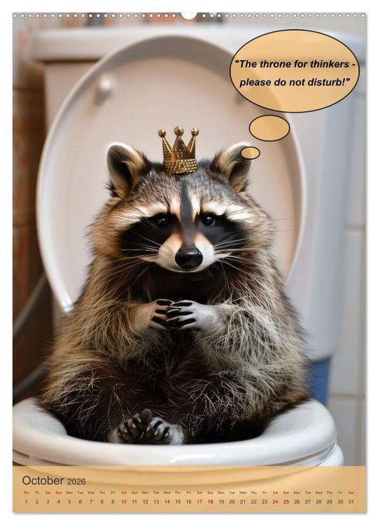 Produktbild: Animals on toilet makes you smile (High Quality Premium Wall Calendar 2026 DIN A2 portrait),CALVENDO 12 Month Wall Calendar