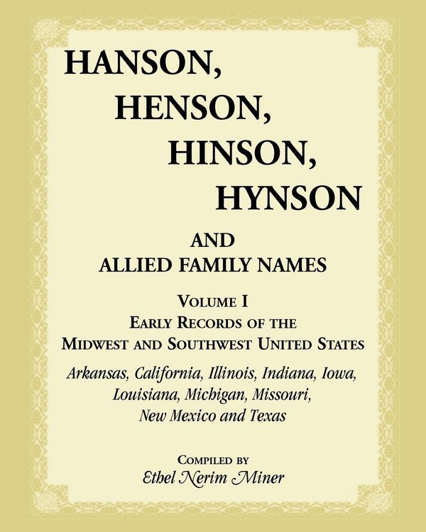 Produktbild: Hanson, Henson, Hinson, Hynson, and Allied Family Names, Volume 1