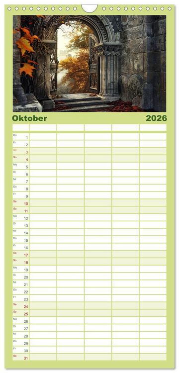 Produktbild: Familienplaner 2026 - T&uuml;ren, die Geschichten erz&auml;hlen mit 5 Spalten (Wandkalender, 21 x 45 cm) CALVENDO