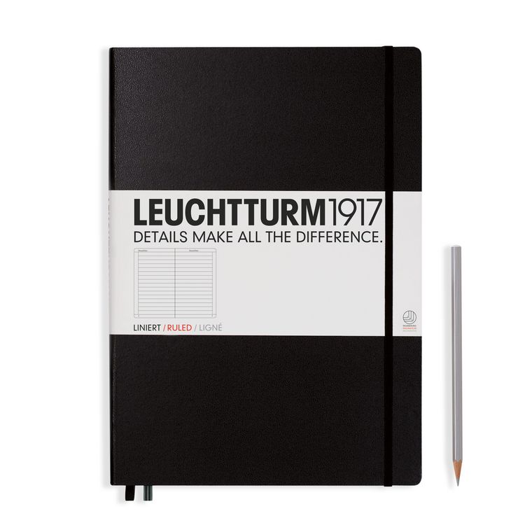 Produktbild: LEUCHTTURM1917 Notizbuch Master Classic (A4+), Hardcover, 235 nummerierte Seiten, Schwarz, Liniert