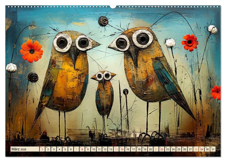 Produktbild: V&ouml;gel - ein sch&ouml;ner Tag (hochwertiger Premium Wandkalender 2026 DIN A2 quer), Kunstdruck in Hochglanz