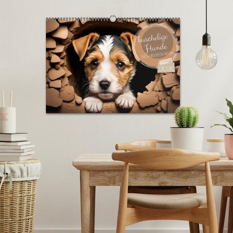 Produktbild: Kuschelige Hunde - kleine Herzensbrecher in Aktion (Wandkalender 2026 DIN A3 quer), CALVENDO Monatskalender
