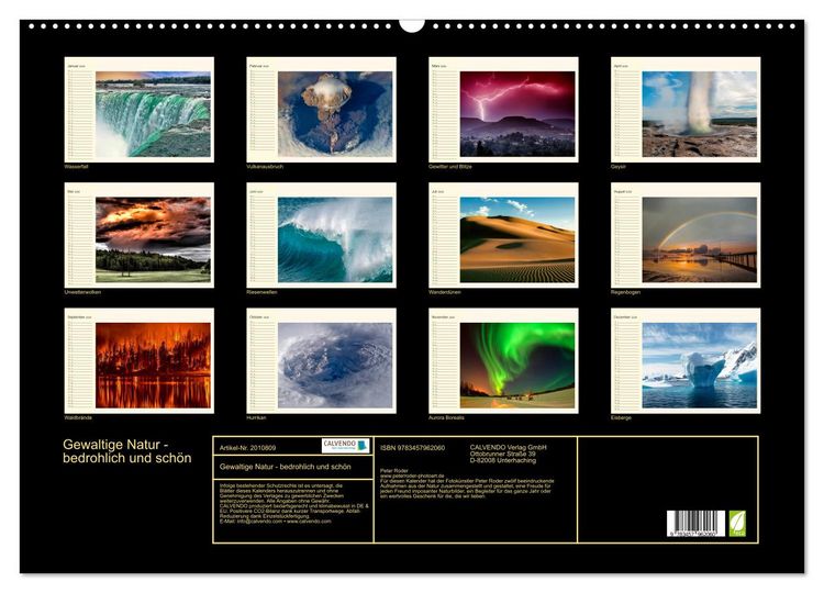 Produktbild: Gewaltige Natur - bedrohlich und sch&ouml;n (Wandkalender 2026 DIN A2 quer), CALVENDO Monatskalender