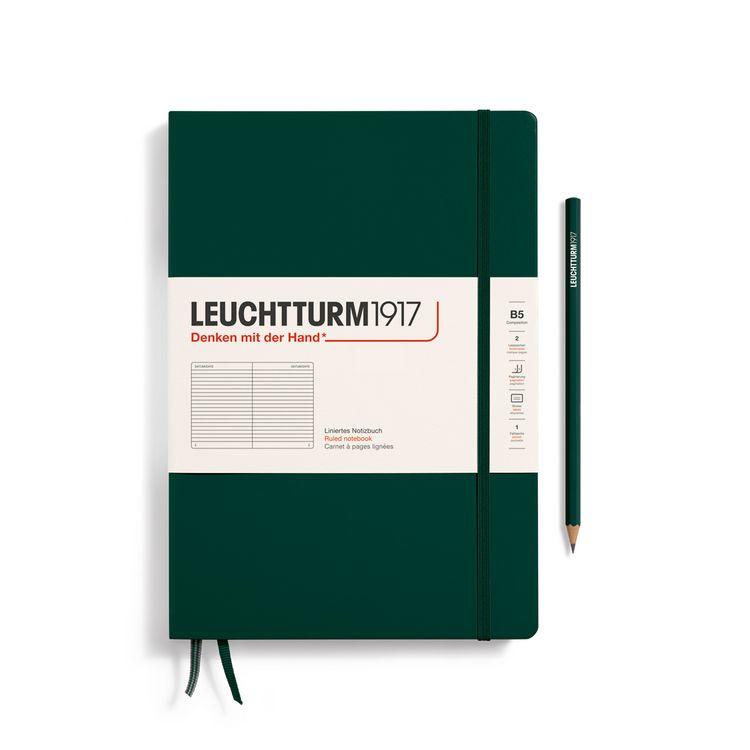 Produktbild: LEUCHTTURM1917 Notizbuch Composition (B5), Hardcover, 219 nummerierte Seiten, Forest Green, Liniert