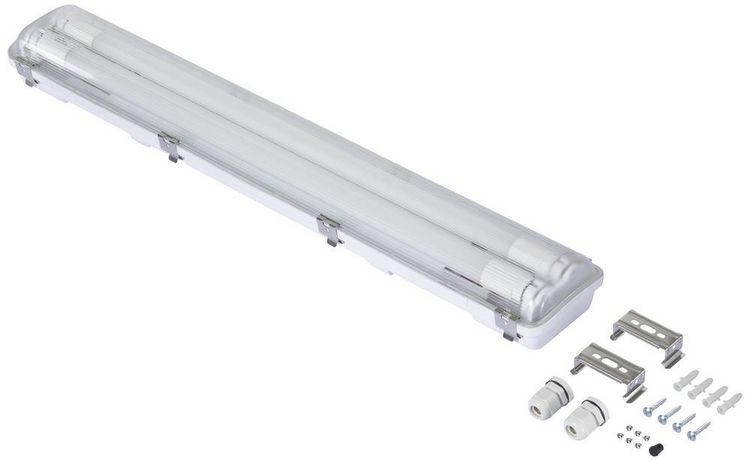 Produktbild: Sygonix LED-Feuchtraum-Wannenleuchte LED-R&ouml;hre T8 18W Neutralwei&szlig; Grau