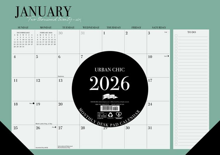 Produktbild: Urban Chic 2026 17 X 12 Small Monthly Deskpad