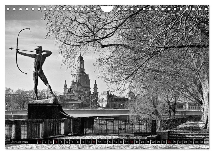 Produktbild: Dresden Faszination Schwarz Weiss (Wandkalender 2026 DIN A4 quer), CALVENDO Monatskalender