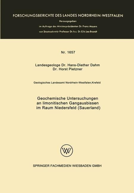 Produktbild: Geochemische Untersuchungen an limonitischen Gangausbissen im Raum Niedersfeld (Sauerland)