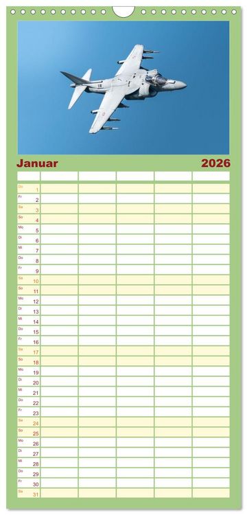 Produktbild: Familienplaner 2026 - Milit&auml;rflieger mit 5 Spalten (Wandkalender, 21 x 45 cm) CALVENDO