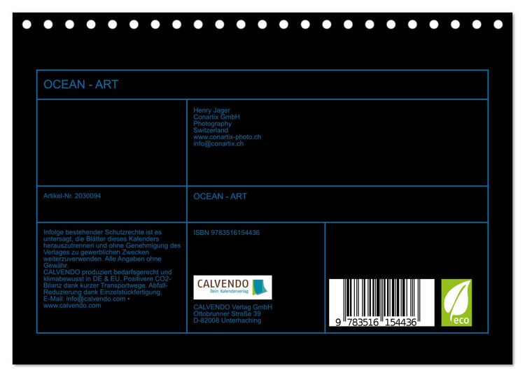 Produktbild: OCEAN - ART (Tischkalender 2026 DIN A5 quer), CALVENDO Monatskalender