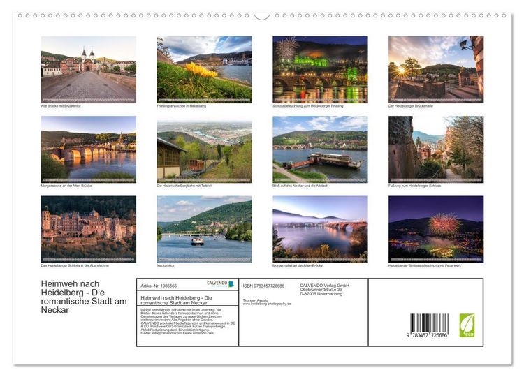 Produktbild: Heimweh nach Heidelberg - Die romantische Stadt am Neckar (hochwertiger Premium Wandkalender 2026 DIN A2 quer), Kunstdruck in Hochglanz