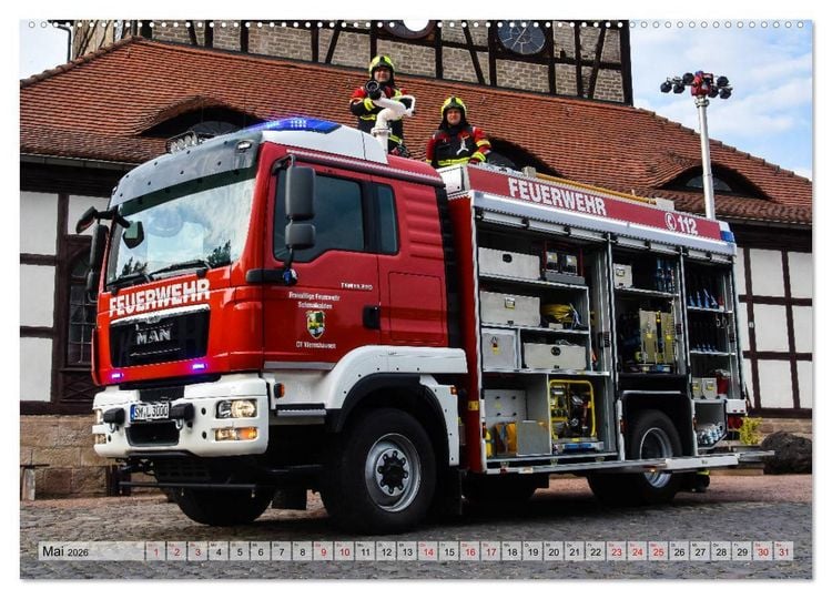 Produktbild: Feuerwehrfahrzeuge (Wandkalender 2026 DIN A2 quer), CALVENDO Monatskalender