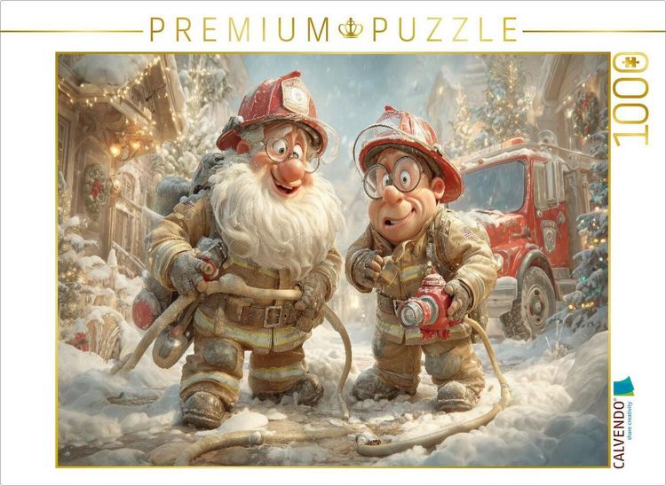 Produktbild: CALVENDO Puzzle Wenn der Weihnachtsmann l&ouml;schen kommt, gibt's Geschenke mit Blaulicht! | 1000 Teile Lege-Gr&ouml;&szlig;e 64x48cm Foto-Puzzle f&uuml;r gl&uuml;ckliche Stun